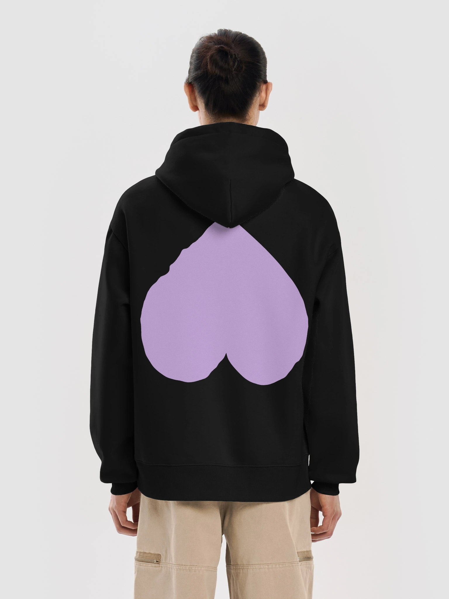 STAY UNIQUE Hoodie Black — Back, Lilac Heart